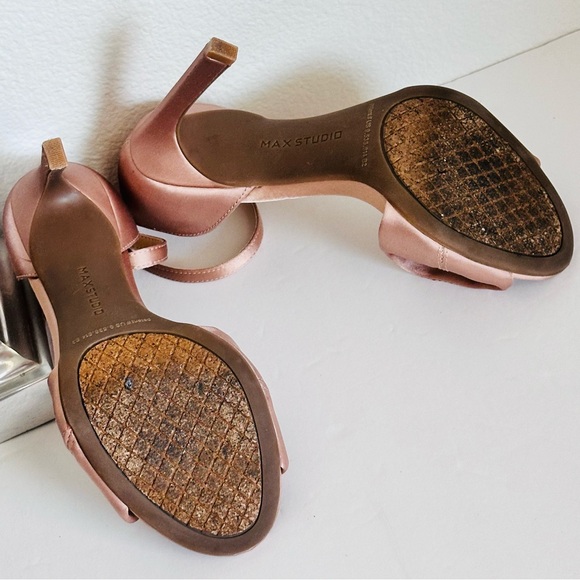 Max Studio Bow pumps high heel pink satin rhinestone 6M - Picture 10 of 12